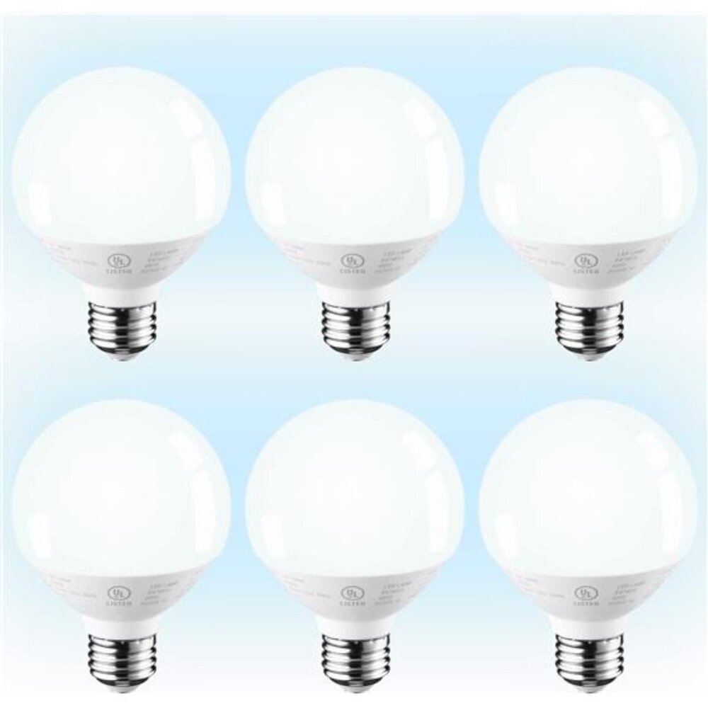 G25 LED Globe Bulb, for Bathroom Vanity or Mirror, 40W Equivalent 6W, Dimmable